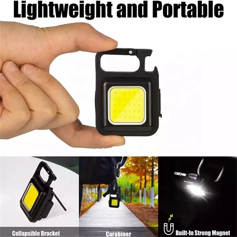 Mini LED 1500lm Flashlight Work Light Portable Pocket Flashlight Keychains USB Rechargeable for Outdoor Camping Small Corkscrew