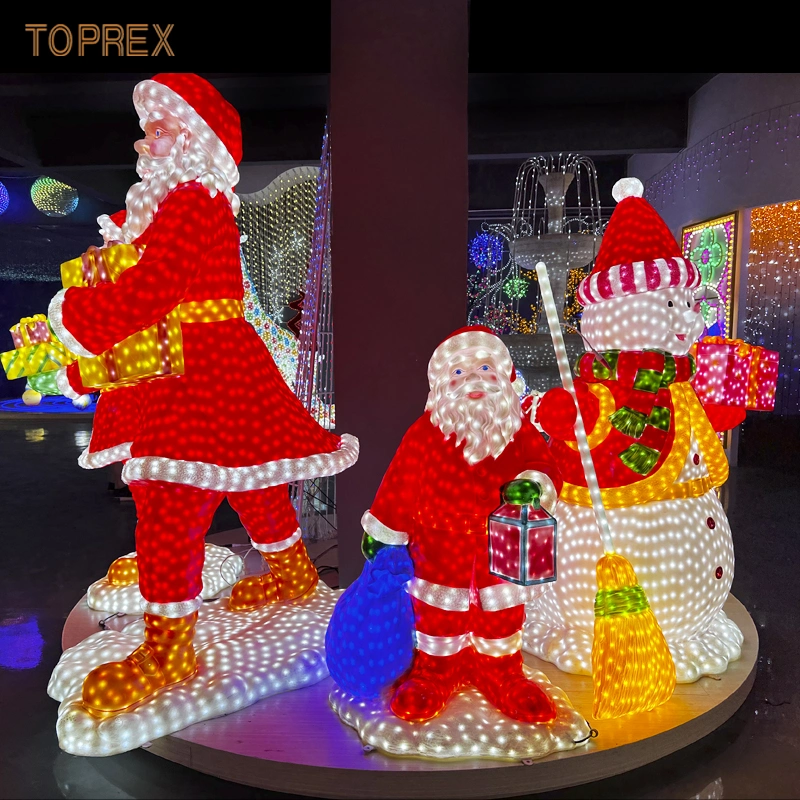 Decorative Event Garden Park 3D LED Santa Clause Motif Lights for Street/Shopping Mall